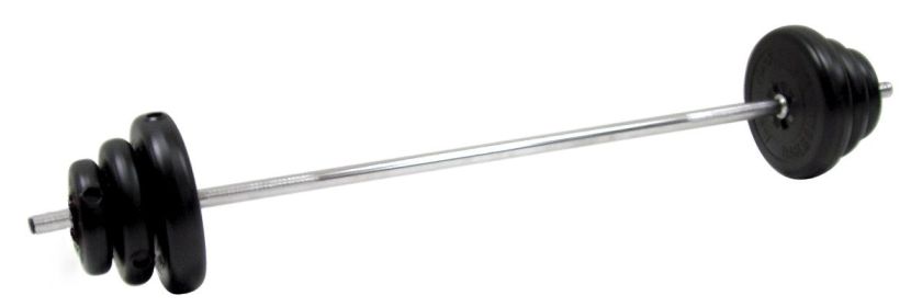 40 lb Aerobic Weight Set (2 x 10 lb, 5 lb, 2.5 lb), 54" Hollow Black Bar, pr. Quick Collars