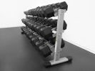 BodyKore RB5100 5-100lb Rubber Hex Dumbbell Set W/ Rack