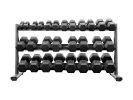 BodyKore RB570 5-70lb Rubber Hex Dumbbell Set W/ Rack