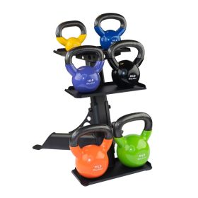 Body-Solid Tools KBVS105PACK 5-30 lb. Vinyl Kettlebell Set with Rack