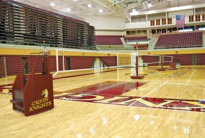 Bison Arena II Freestanding Portable Double Court Volleyball System