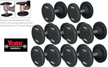 YORK 130 - 150  lb Rubber Pro Style Dumbbell Set (5 Pair)