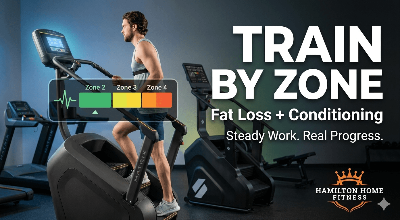 “TRAIN BY ZONE” “Fat Loss + Conditioning” “Steady Work. Real Progress.”