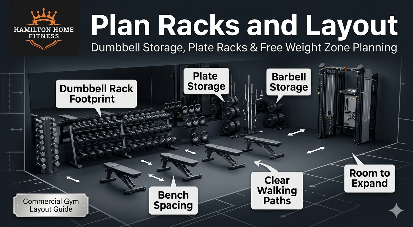 Shop commercial-grade dumbbells, barbells, plates, and racks for your facility. Compare urethane vs rubber, brands like TAG Fitness and York Barbell, and get a custom quote.