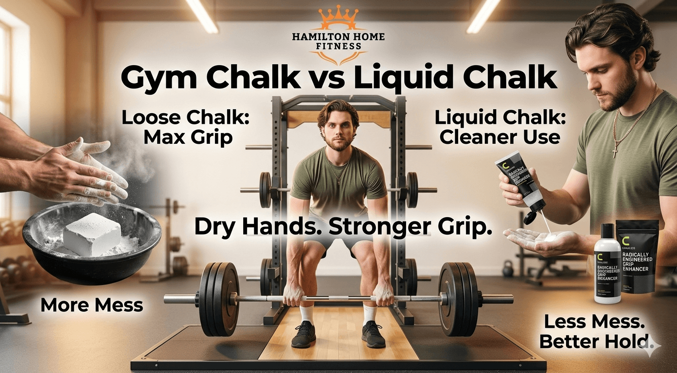 “Gym Chalk vs Liquid Chalk” “Dry Hands. Stronger Grip.” “Loose Chalk: Max Grip” “Liquid Chalk: Cleaner Use” Optional small supporting text: “Less Mess. Better Hold.” “Gym Chalk vs Liquid Chalk” “Dry Hands. Stronger Grip.” “Loose Chalk: Max Grip” “Liquid Chalk: Cleaner Use” Optional small supporting text: “Less Mess. Better Hold.”