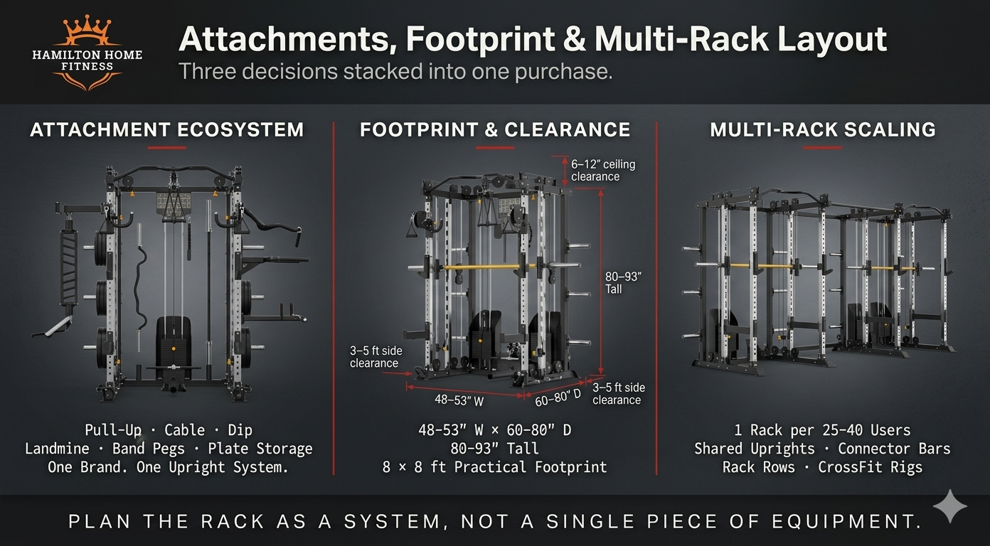 Find the right commercial power rack or squat cage for your gym. Compare weight capacities, footprints, attachments, and brands. Shop HHF's commercial rack selection. Find the right commercial power rack or squat cage for your gym. Compare weight capacities, footprints, attachments, and brands. Shop HHF's commercial rack selection.