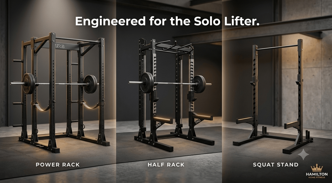 Compare power racks, half racks, and squat stands across footprint, safety, attachments, and price to pick the right strength station for your gym.