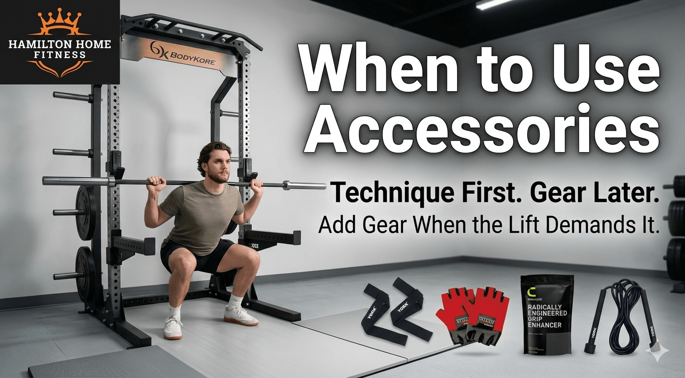 “When to Use Accessories” “Technique First. Gear Later.” “Add Gear When the Lift Demands It. “When to Use Accessories” “Technique First. Gear Later.” “Add Gear When the Lift Demands It.