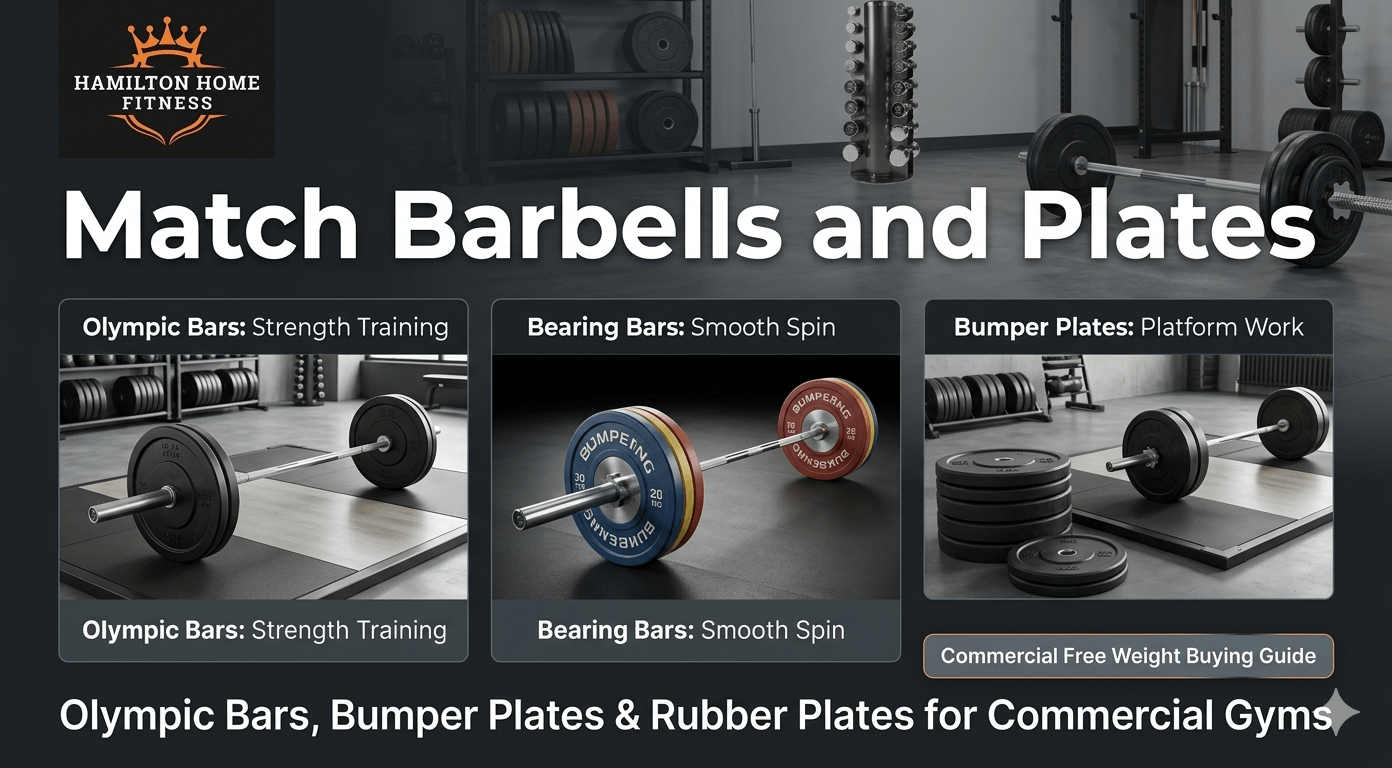 Shop commercial-grade dumbbells, barbells, plates, and racks for your facility. Compare urethane vs rubber, brands like TAG Fitness and York Barbell, and get a custom quote.