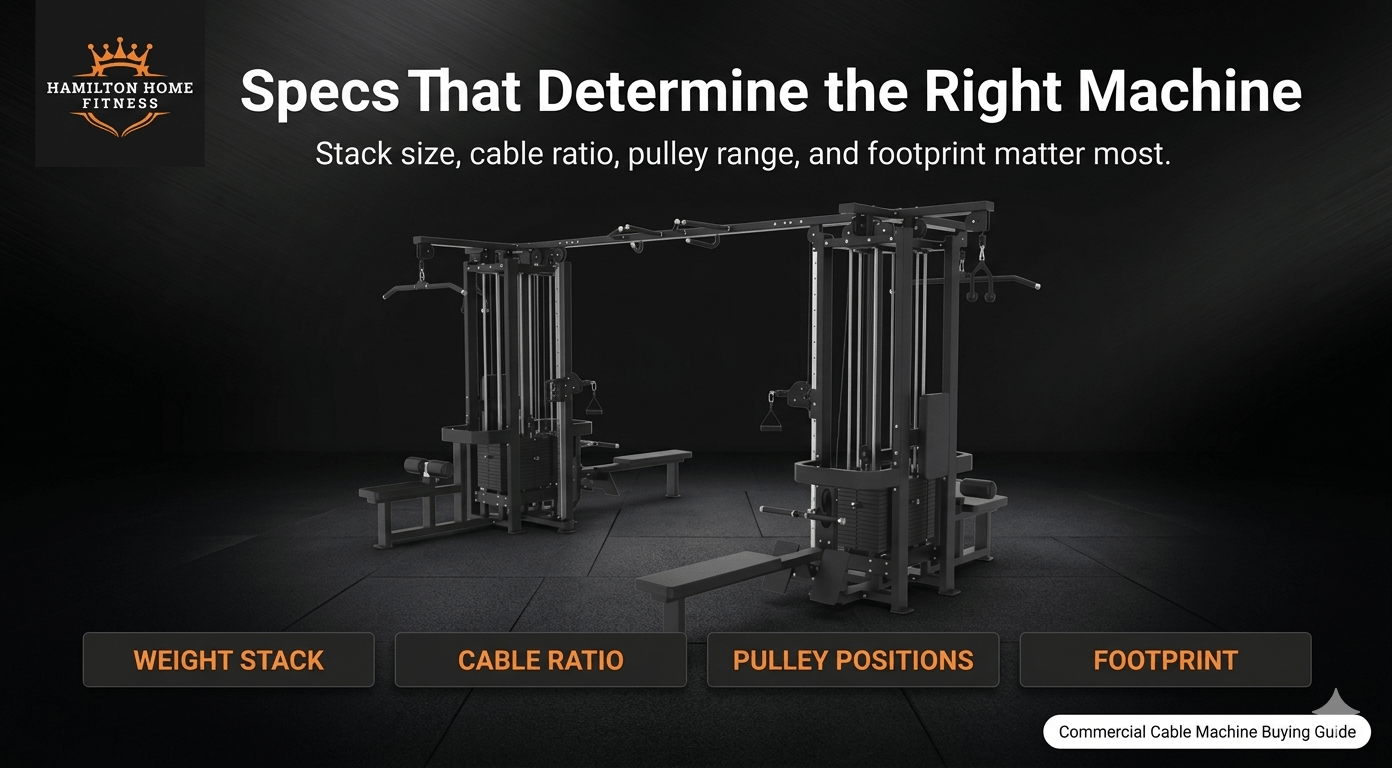 Choose commercial functional trainers and cable machines by space, pulley design, weight stacks, attachments, and training use.