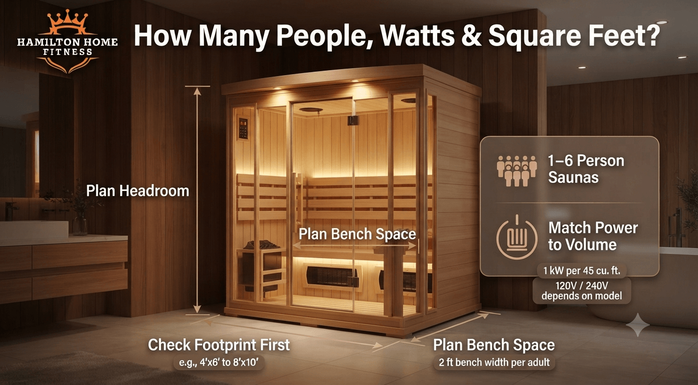 “1–6 Person Saunas” “Plan Bench Space” “Match Power to Volume” “Check Footprint First” “1–6 Person Saunas” “Plan Bench Space” “Match Power to Volume” “Check Footprint First”