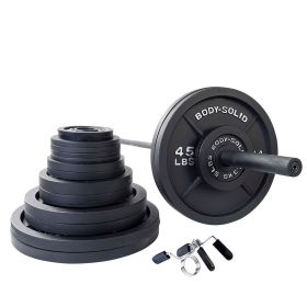 Body-Solid Tools OSB Cast Iron 2" Olympic Weight Plate Sets (weight: 400 LB WITH BLACK BARBELL)