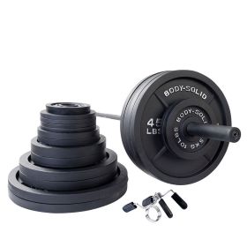 Body-Solid Tools OSB Cast Iron 2" Olympic Weight Plate Sets (weight: 300 LB WITH BLACK BARBELL)