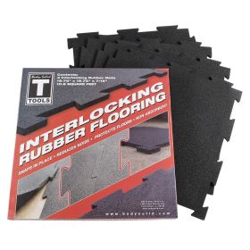 Body-Solid Tools RFBST4 Puzzle Mat Rubber Flooring Pack (Color: Black)